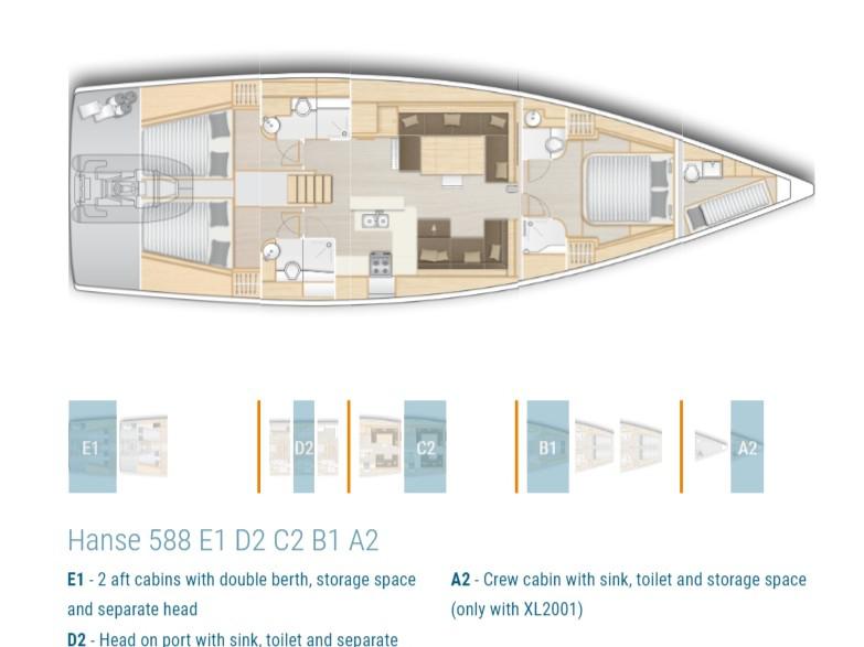 Book yachts online - sailboat - Hanse 588 - ONLY SKIPPERED - AMADEA (ONLY SKIPPERED) - rent